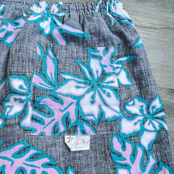 Vintage New Horizon Mens Gray Hawaiian Print Lined Swim Trunks XL - Picture 4 of 6